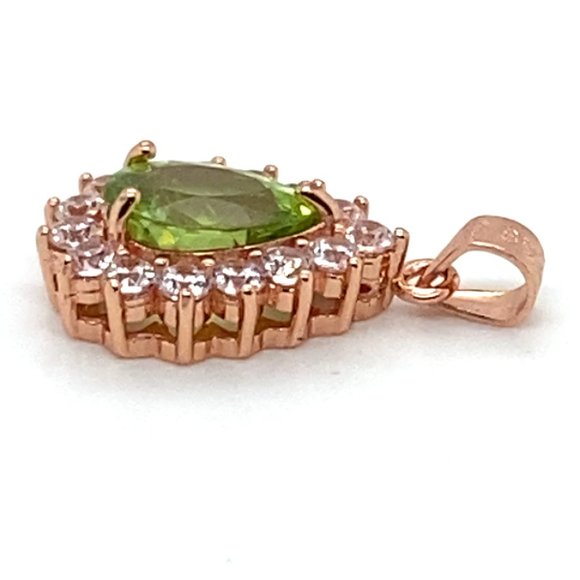 Peridot 1.55ct Rose Gold Finish Solid 925 Sterling Silver Pendant - Picture 4 of 7